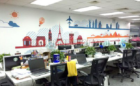 瑞安教你设计办公室墙绘的方法。